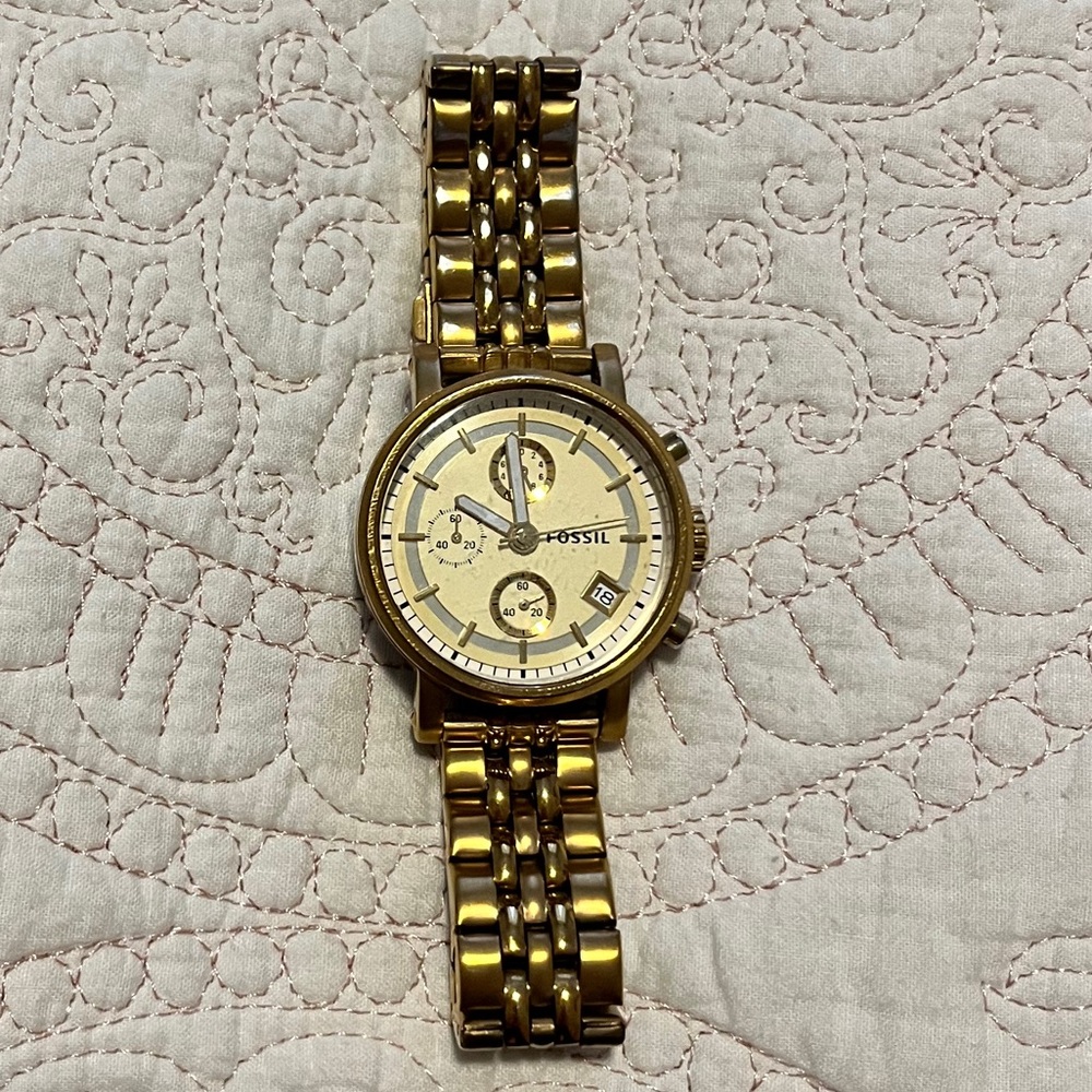 Gold Fossil watch